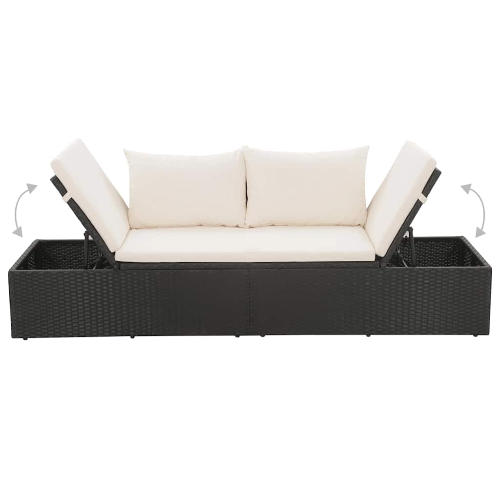 Fekete polyrattan kerti ágy 195 x 60 cm 6