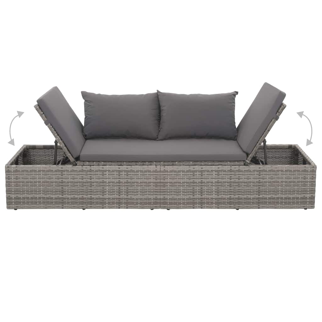 Szürke polyrattan kerti ágy 195 x 60 cm 6