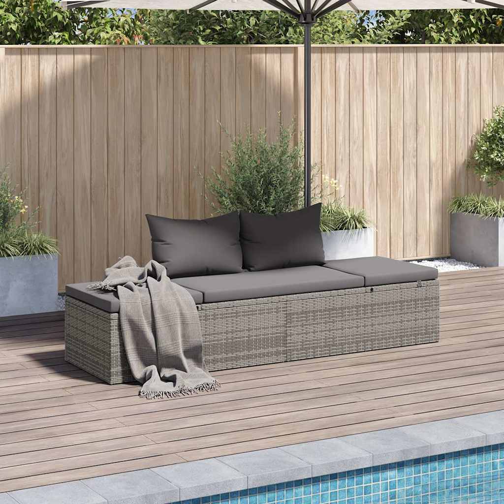 Szürke polyrattan kerti ágy 195 x 60 cm