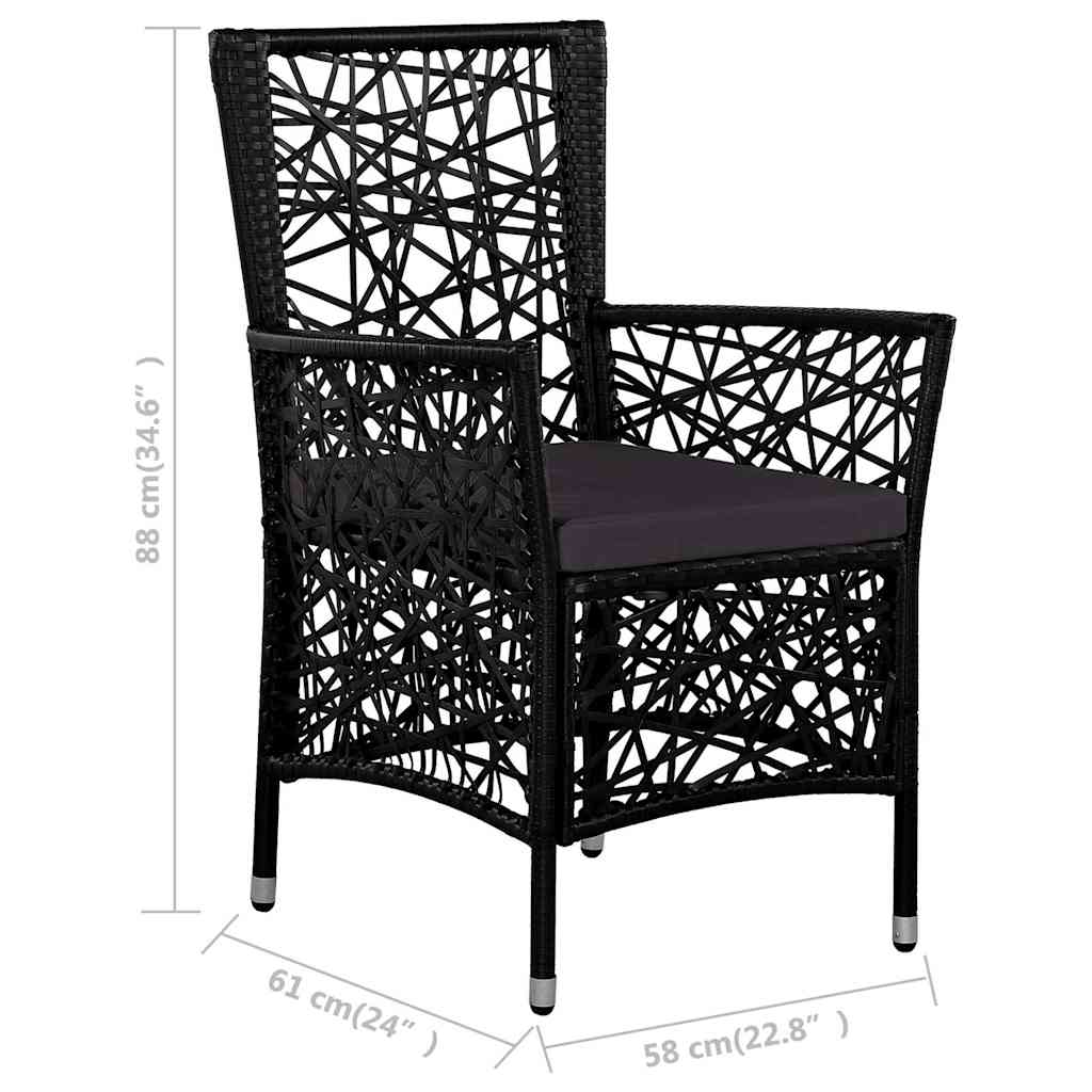 9-részes fekete kültéri polyrattan étkezőgarnitúra 8