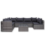 8-részes szürke polyrattan kerti bútorszett párnákkal 2