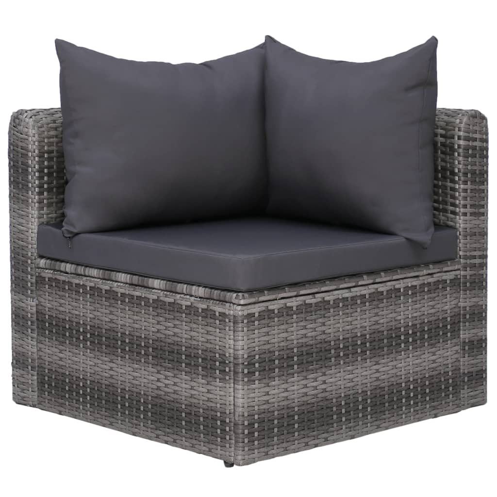 8-részes szürke polyrattan kerti bútorszett párnákkal 4