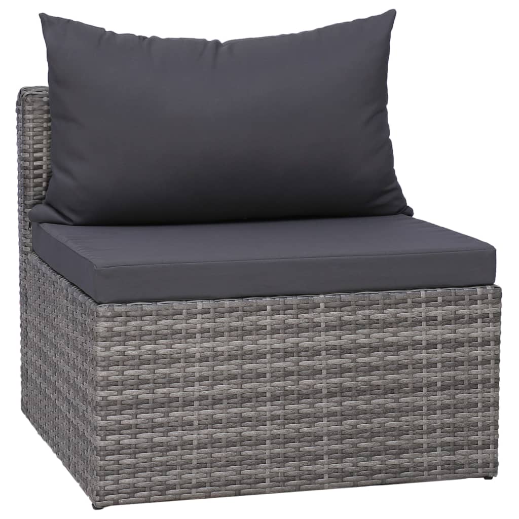 8-részes szürke polyrattan kerti bútorszett párnákkal 6