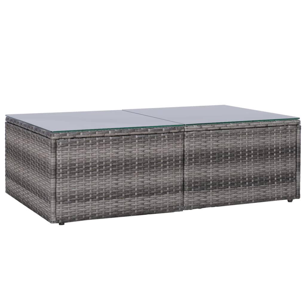 8-részes szürke polyrattan kerti bútorszett párnákkal 7