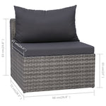 8-részes szürke polyrattan kerti bútorszett párnákkal 9