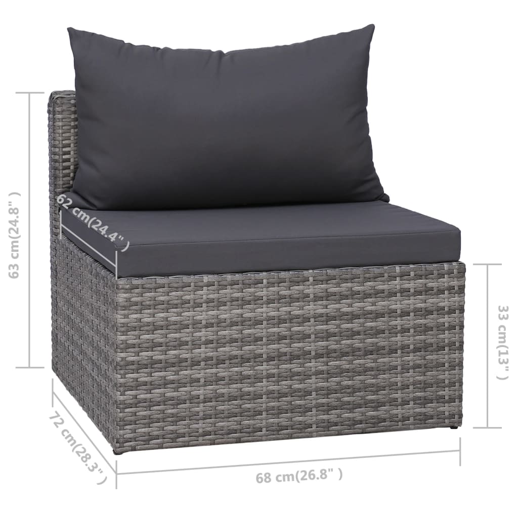8-részes szürke polyrattan kerti bútorszett párnákkal 9