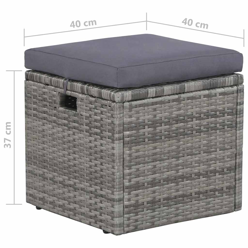 6-részes szürke polyrattan kerti bútorszett párnákkal 12