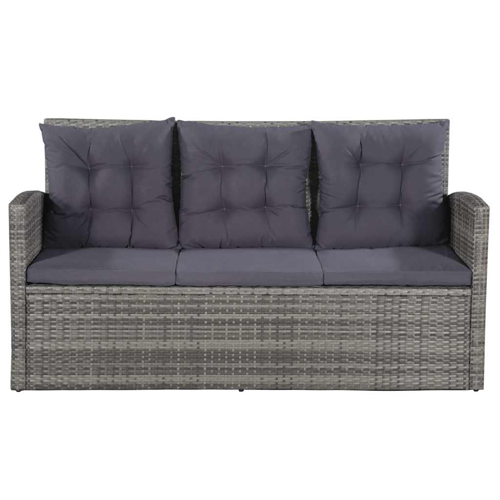 6-részes szürke polyrattan kerti bútorszett párnákkal 3