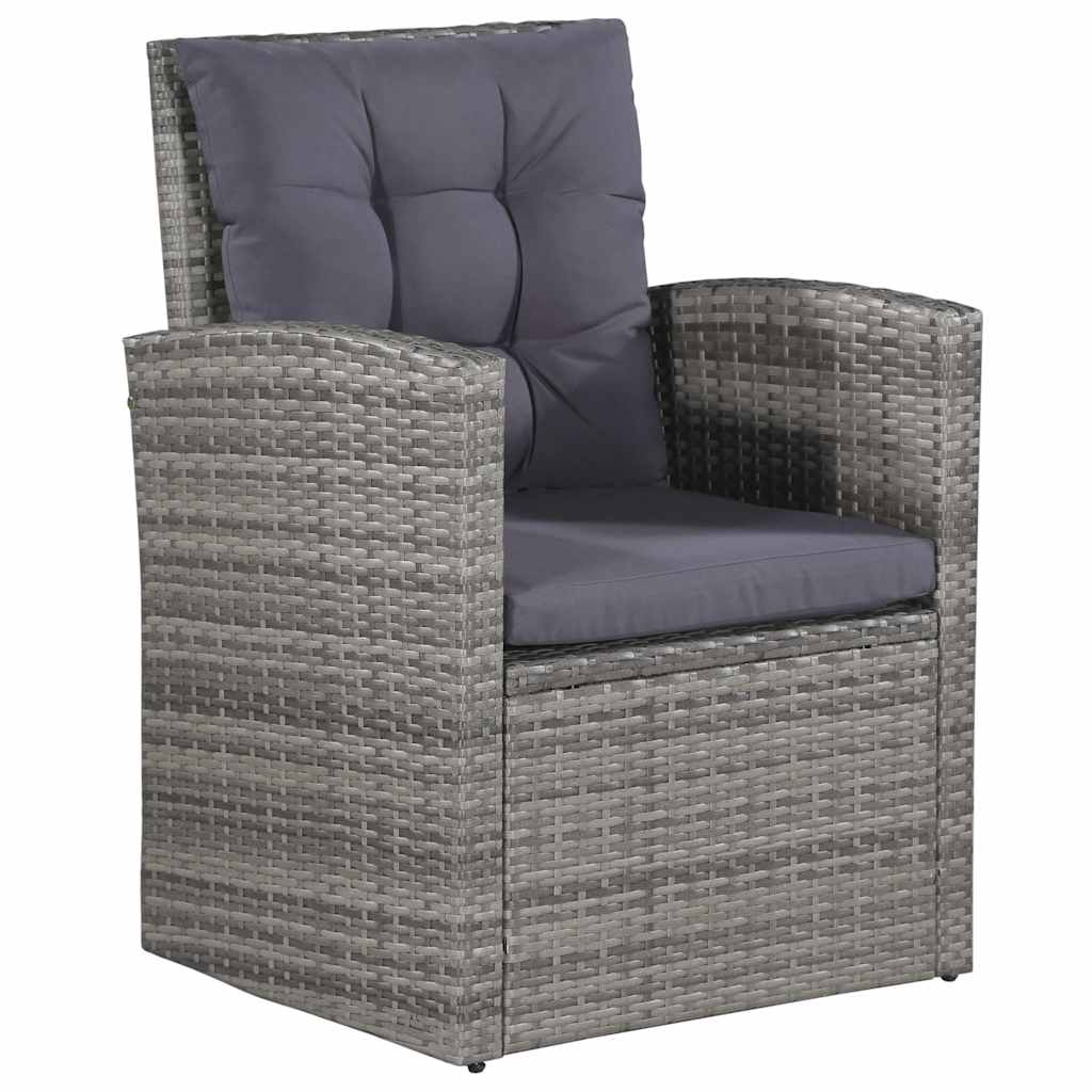 6-részes szürke polyrattan kerti bútorszett párnákkal 4