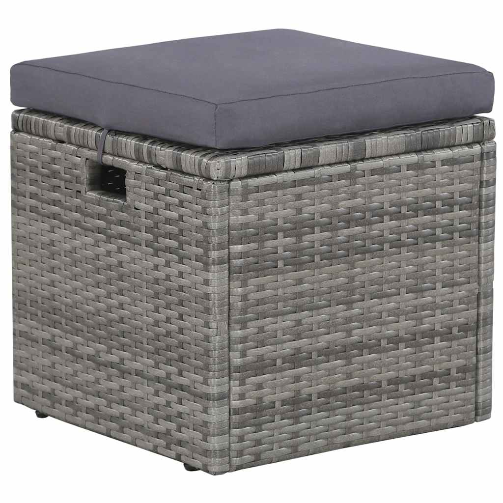 6-részes szürke polyrattan kerti bútorszett párnákkal 7