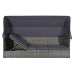Szürke polyrattan napellenzős kerti ágy 205 x 62 cm 2