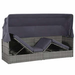 Szürke polyrattan napellenzős kerti ágy 205 x 62 cm 4