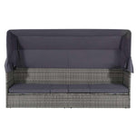 Szürke polyrattan napellenzős kerti ágy 205 x 62 cm 5