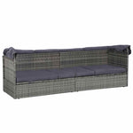 Szürke polyrattan napellenzős kerti ágy 205 x 62 cm 6
