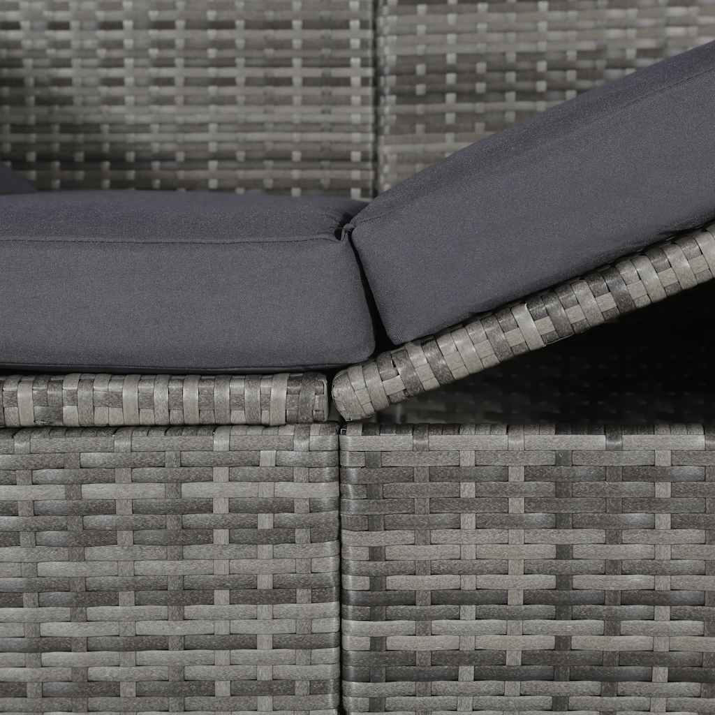Szürke polyrattan napellenzős kerti ágy 205 x 62 cm 7