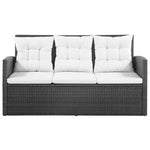 5-részes fekete polyrattan kerti bútorszett párnákkal 3