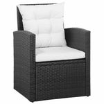 5-részes fekete polyrattan kerti bútorszett párnákkal 4