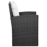 5-részes fekete polyrattan kerti bútorszett párnákkal 6