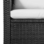 5-részes fekete polyrattan kerti bútorszett párnákkal 8