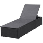 Fekete polyrattan napozóágy párnával 7