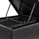 Fekete polyrattan napozóágy párnával 8