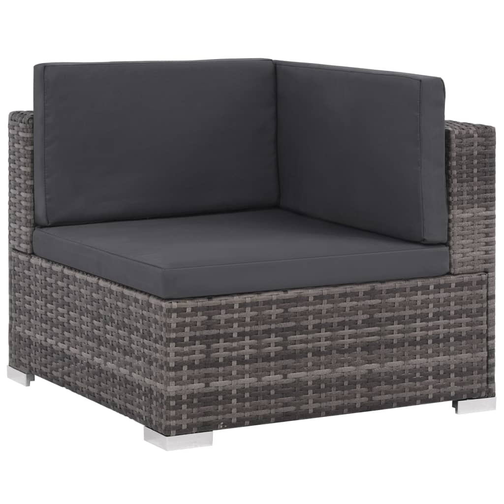 6-részes szürke polyrattan kerti bútorszett párnákkal 2