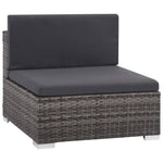6-részes szürke polyrattan kerti bútorszett párnákkal 3