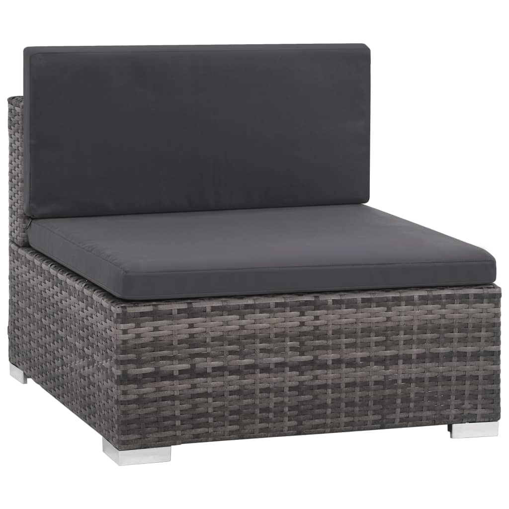 6-részes szürke polyrattan kerti bútorszett párnákkal 3