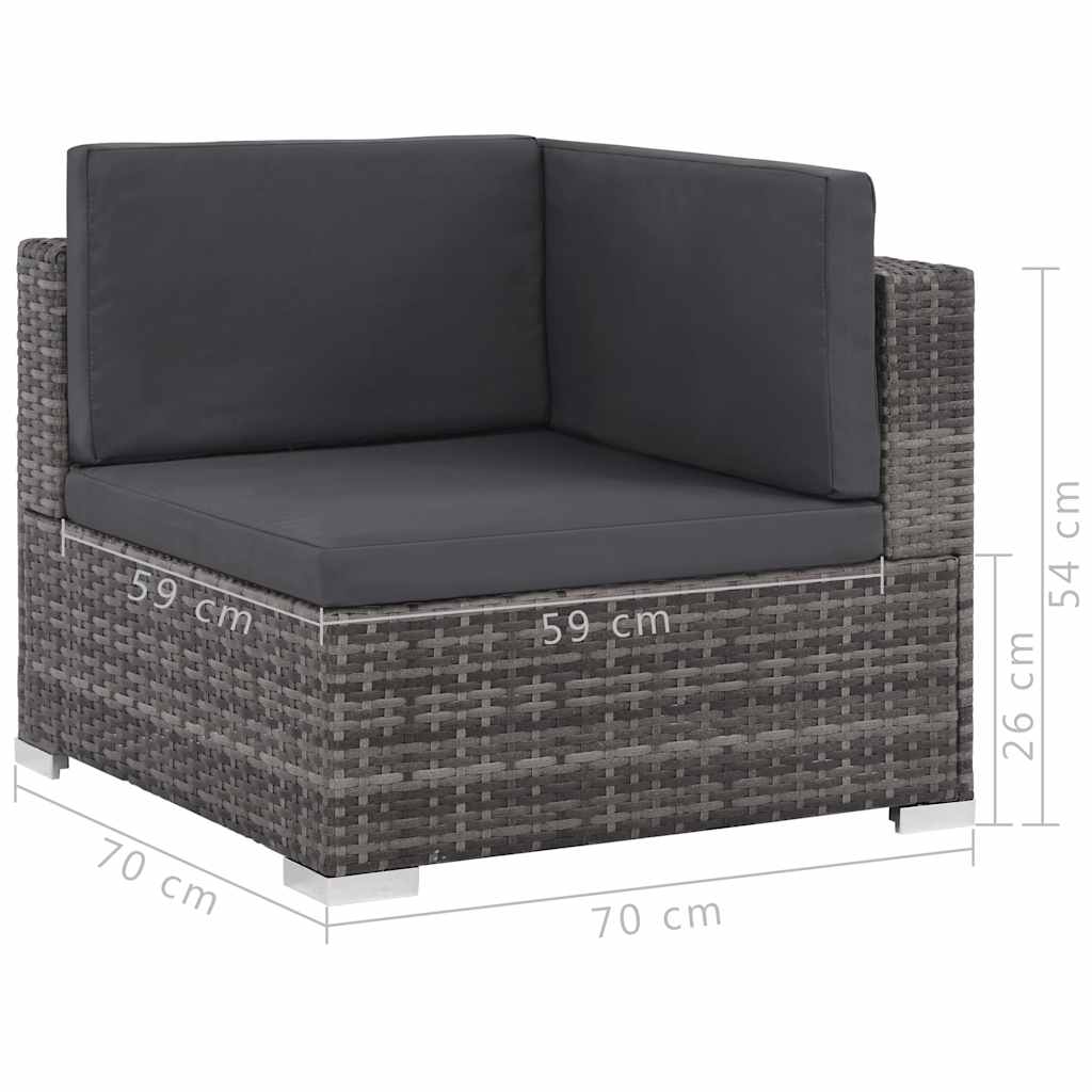 6-részes szürke polyrattan kerti bútorszett párnákkal 6