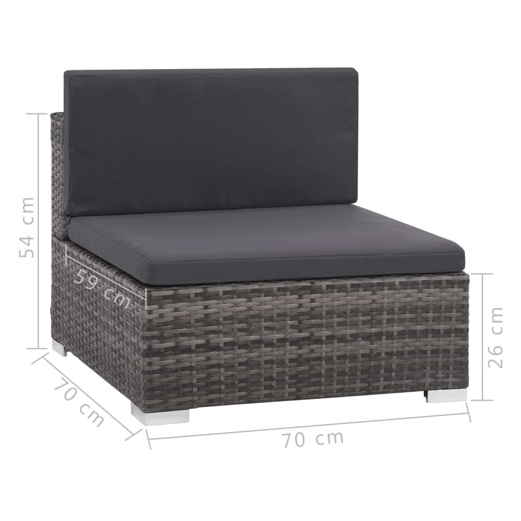6-részes szürke polyrattan kerti bútorszett párnákkal 7