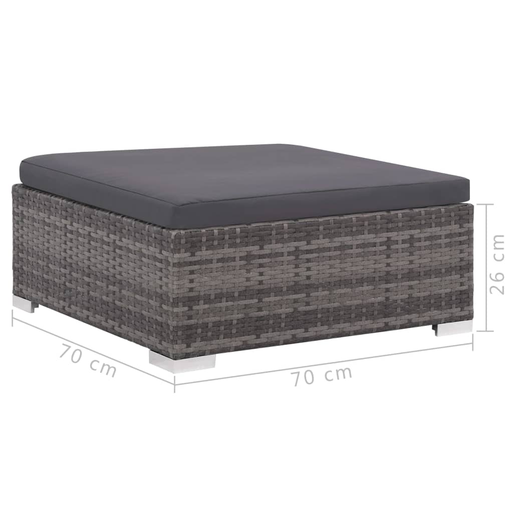 6-részes szürke polyrattan kerti bútorszett párnákkal 8