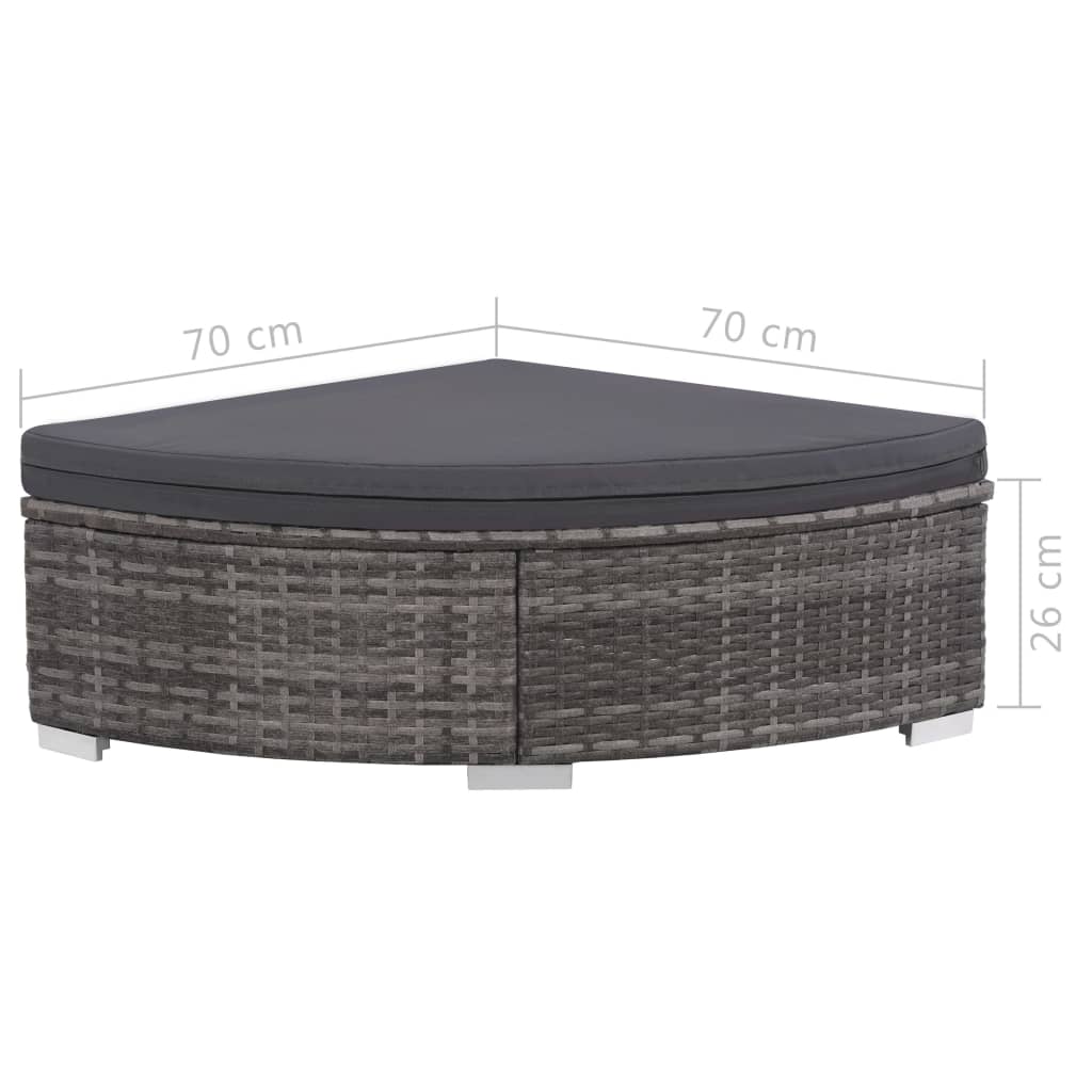 6-részes szürke polyrattan kerti bútorszett párnákkal 9