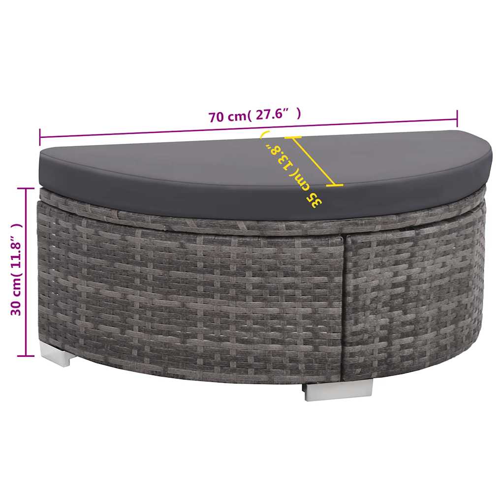 8 darabos szürke polyrattan kerti bútor szett párnákkal 11