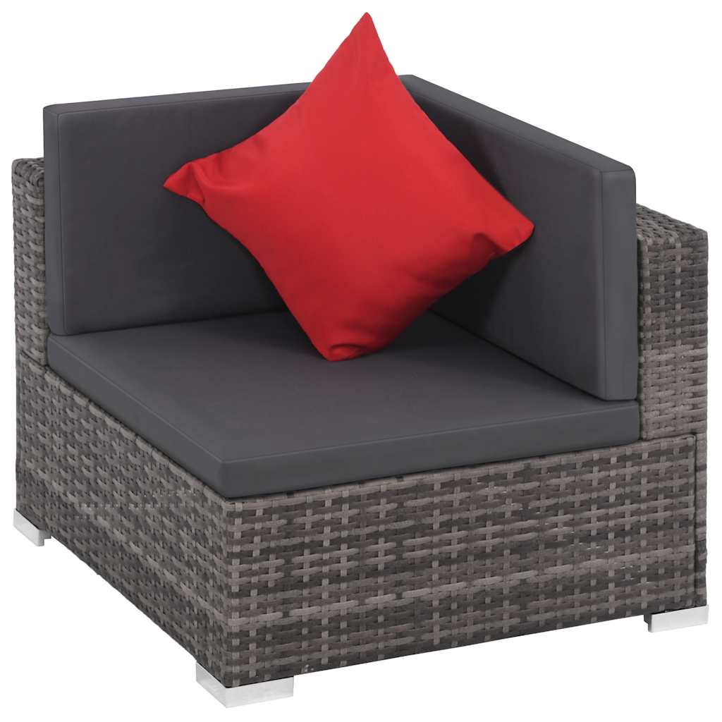 8 darabos szürke polyrattan kerti bútor szett párnákkal 3