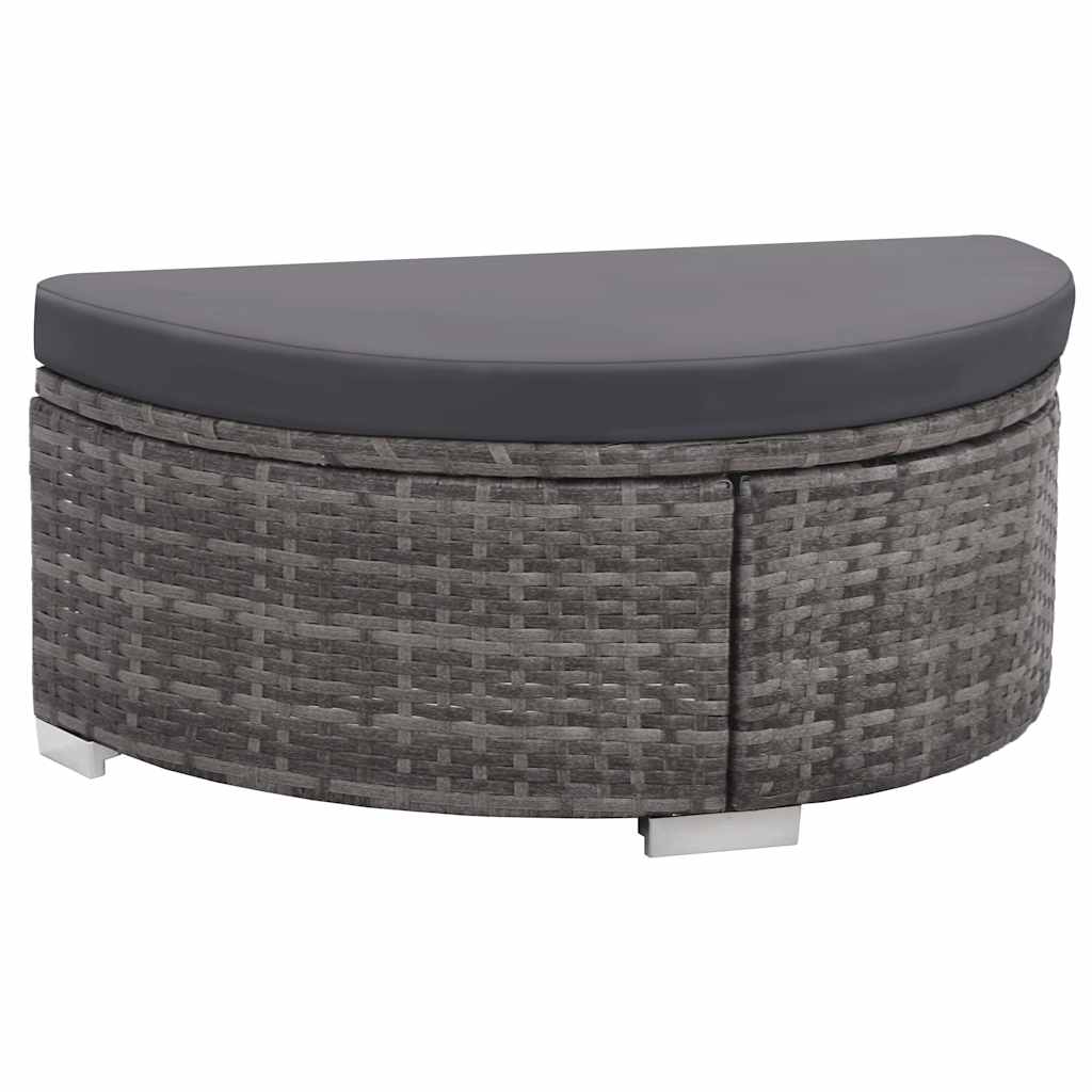8 darabos szürke polyrattan kerti bútor szett párnákkal 4