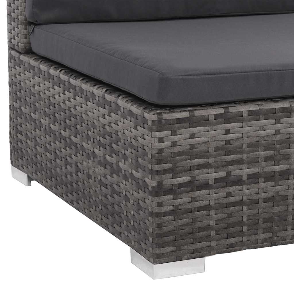 8 darabos szürke polyrattan kerti bútor szett párnákkal 6
