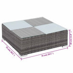 8 darabos szürke polyrattan kerti bútor szett párnákkal 8