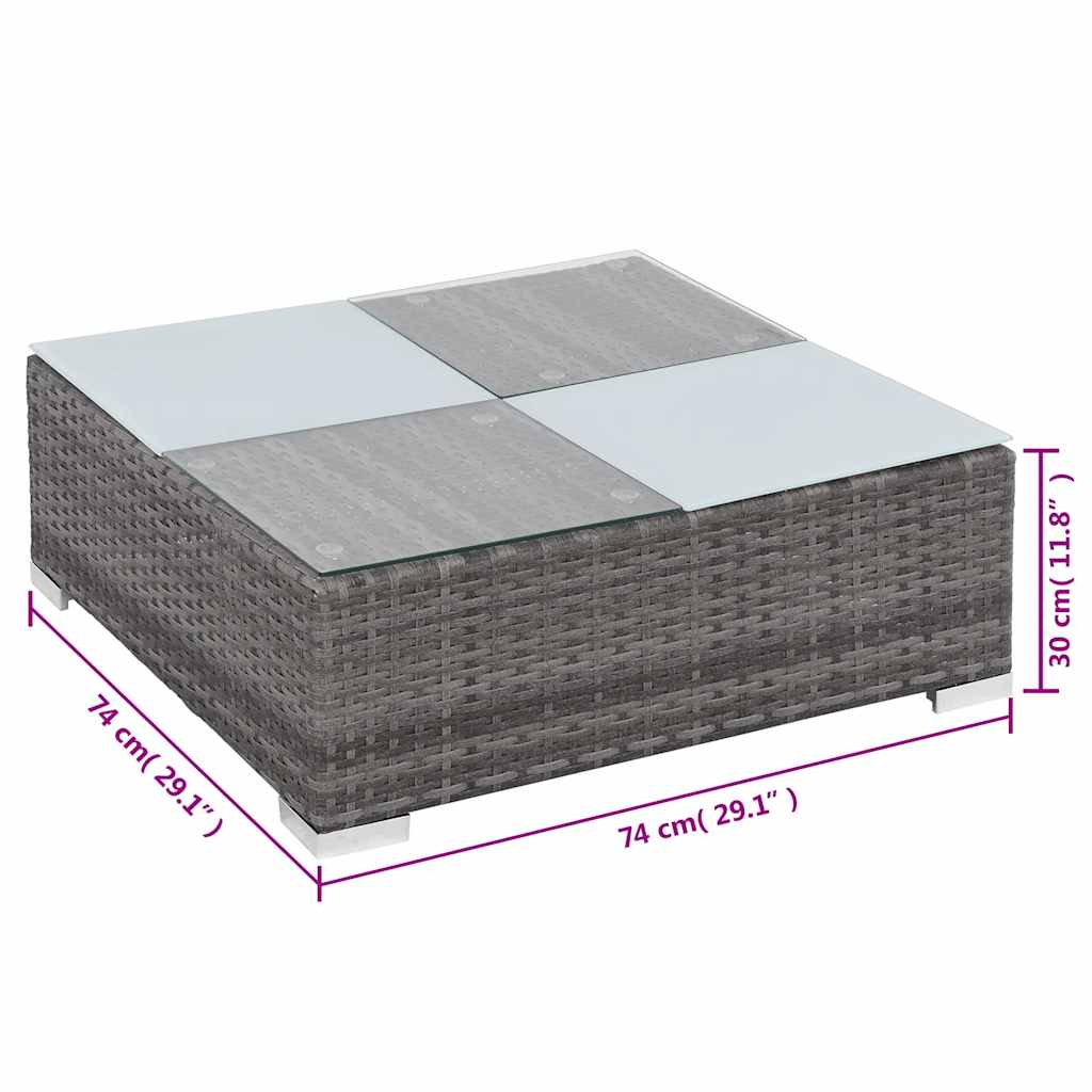 8 darabos szürke polyrattan kerti bútor szett párnákkal 8