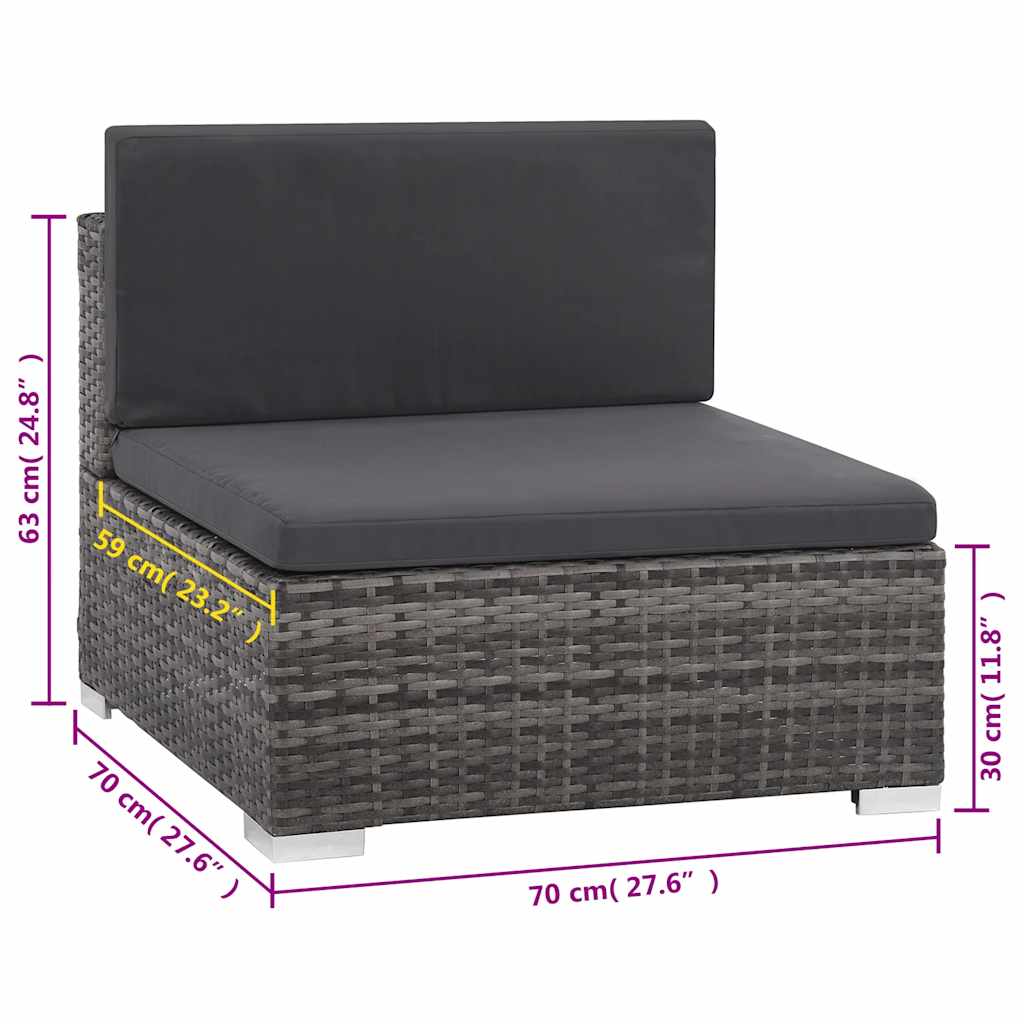 8 darabos szürke polyrattan kerti bútor szett párnákkal 9