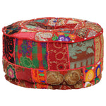 Kézzel készült kerek piros pamut patchwork puff 40 x 20 cm 5