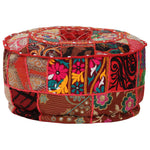 Kézzel készült kerek piros pamut patchwork puff 40 x 20 cm 6