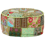 Kézzel készült kerek zöld pamut patchwork puff 40 x 20 cm 4