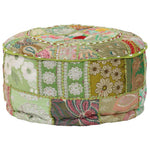 Kézzel készült kerek zöld pamut patchwork puff 40 x 20 cm 7