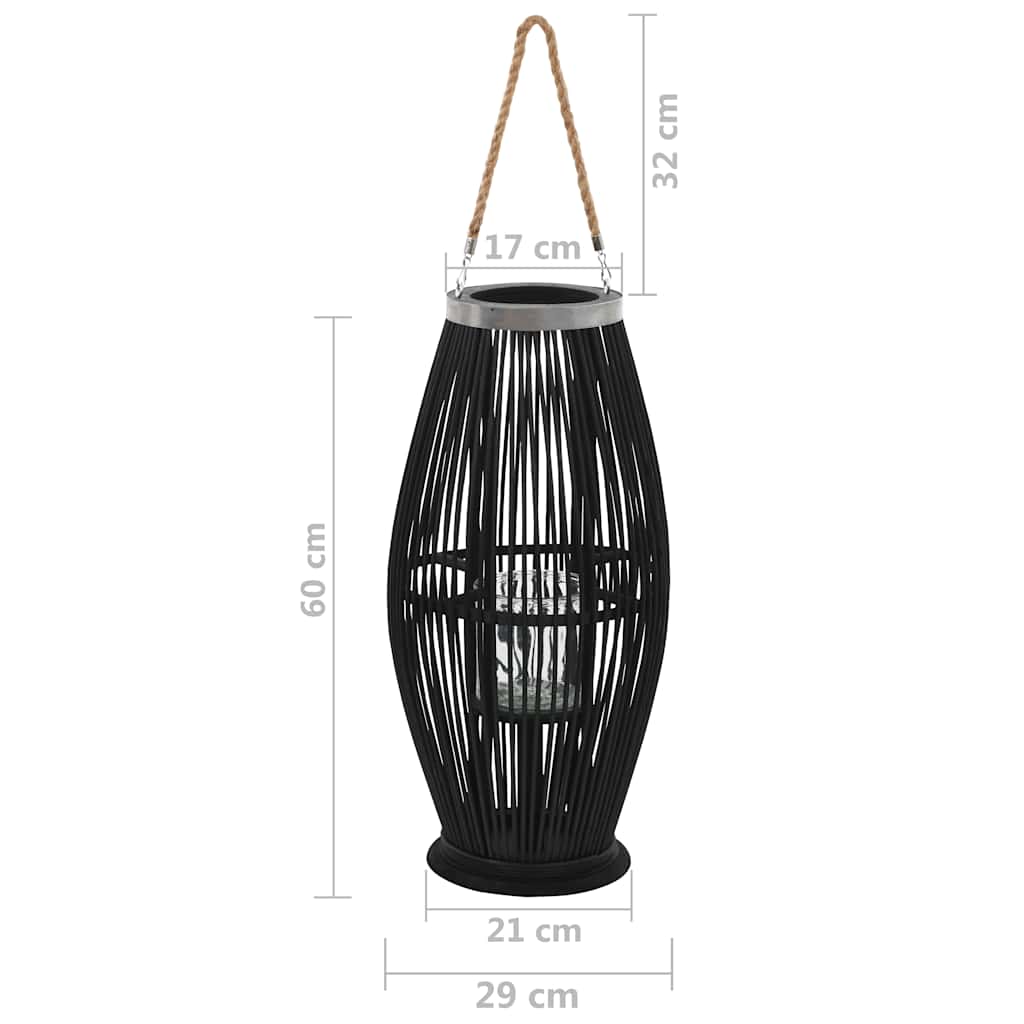 Fekete bambusz függő gyertyatartó lámpás, 60 cm 5
