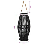 Fekete bambusz függő gyertyatartó lámpás, 60 cm 6