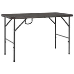 Barna rattan hatású HDPE összecsukható kerti asztal 120x60x74cm