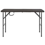 Barna rattan hatású HDPE összecsukható kerti asztal 120x60x74cm 2