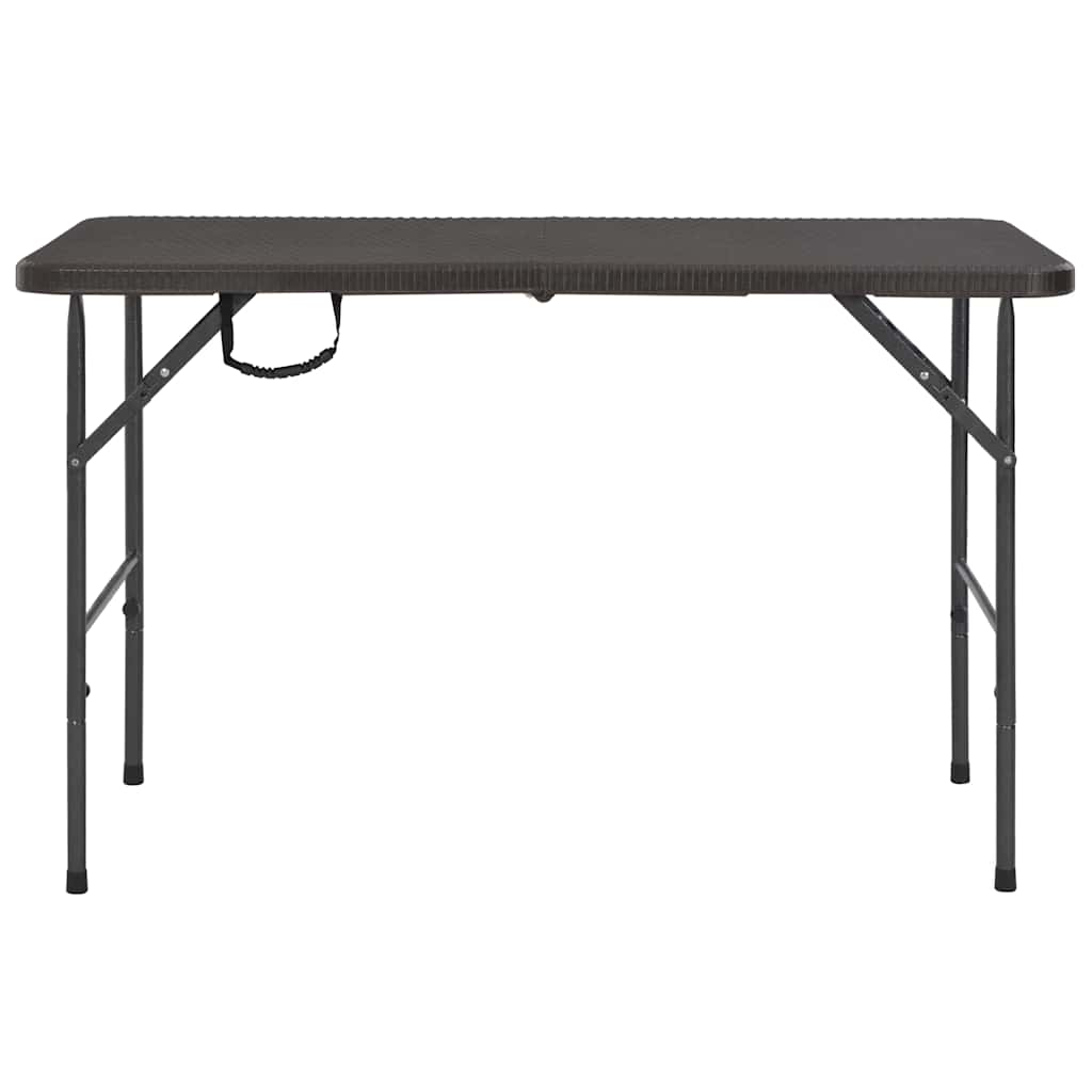 Barna rattan hatású HDPE összecsukható kerti asztal 120x60x74cm 2