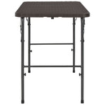 Barna rattan hatású HDPE összecsukható kerti asztal 120x60x74cm 3