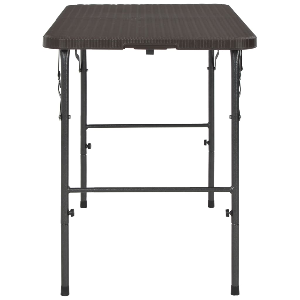Barna rattan hatású HDPE összecsukható kerti asztal 120x60x74cm 3